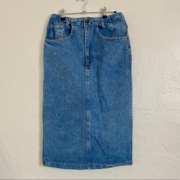 midi denim skirt with slit back detail - Picture 2 of 3